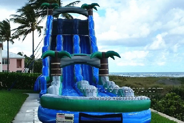 Dual Lane Tropical Water Slide